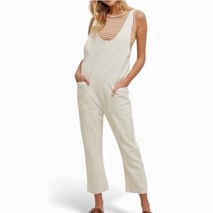 Wish List Ecru Denim Overalls / Jumpsuit Size Medium EUC